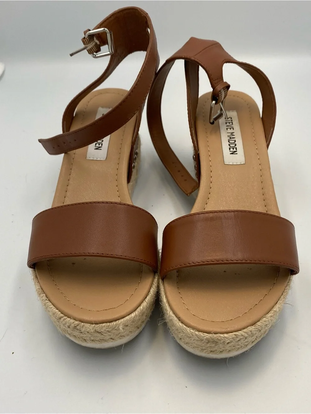 Steve Madden Tan Brown Espadrille Platform Sandals with Ankle Strap